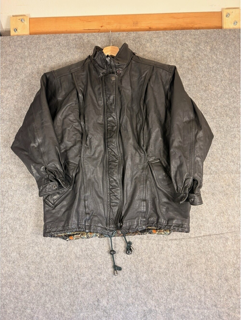 Vintage Architect Leather Jacket Men's Size S Black Button Up Insulated